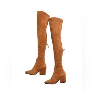 Goodnight Macaroon Marlo Tan Over The Knee Suede Leather Boots - Size 40